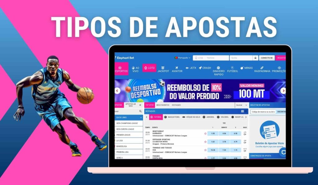Elephant Bet Moçambique Tipos de Apostas