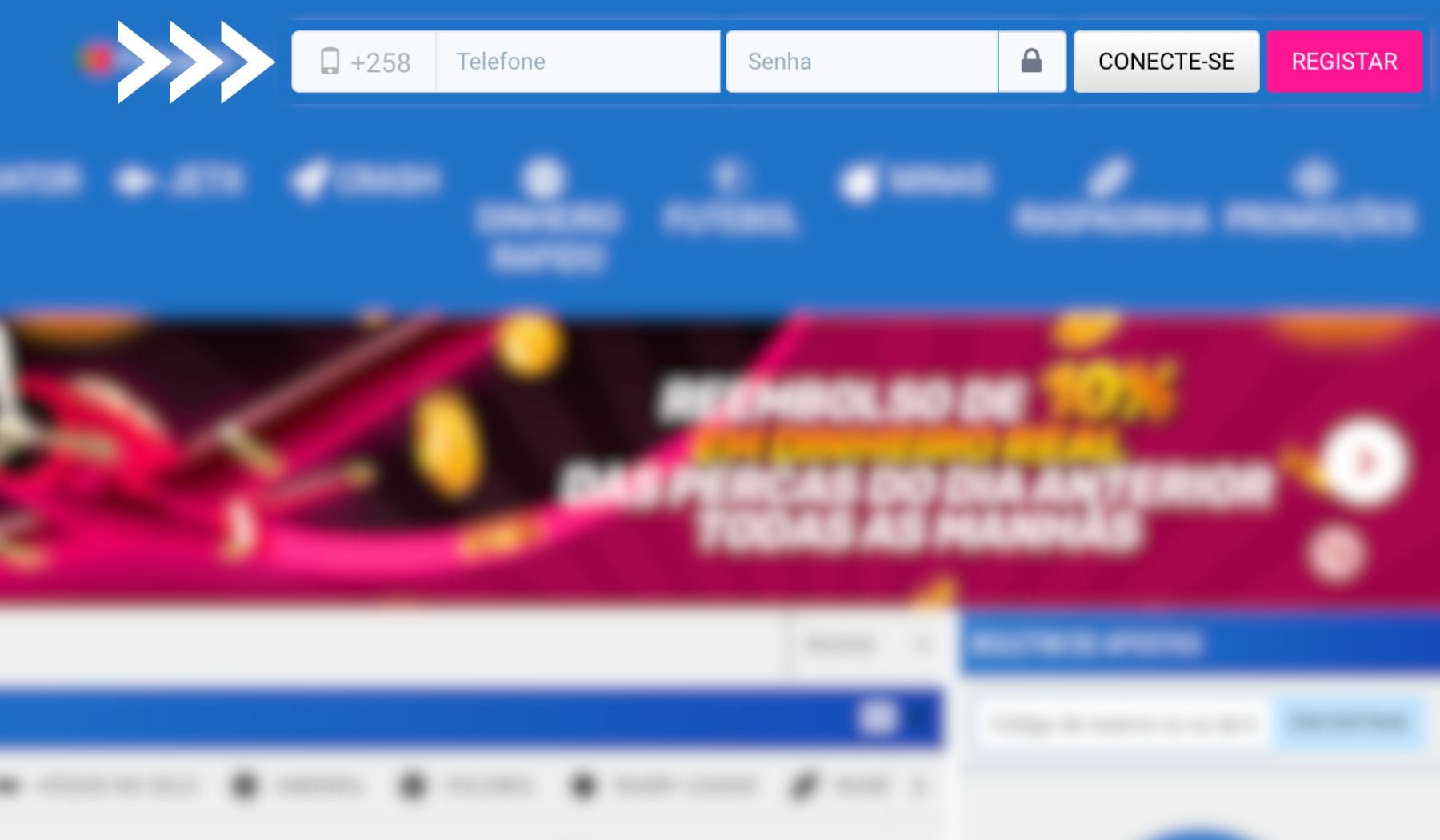 insere seu número de telefone e senha